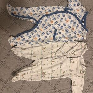 Kissy Kissy Blue Noah’s print, and Janie and Jack footies 0-3m